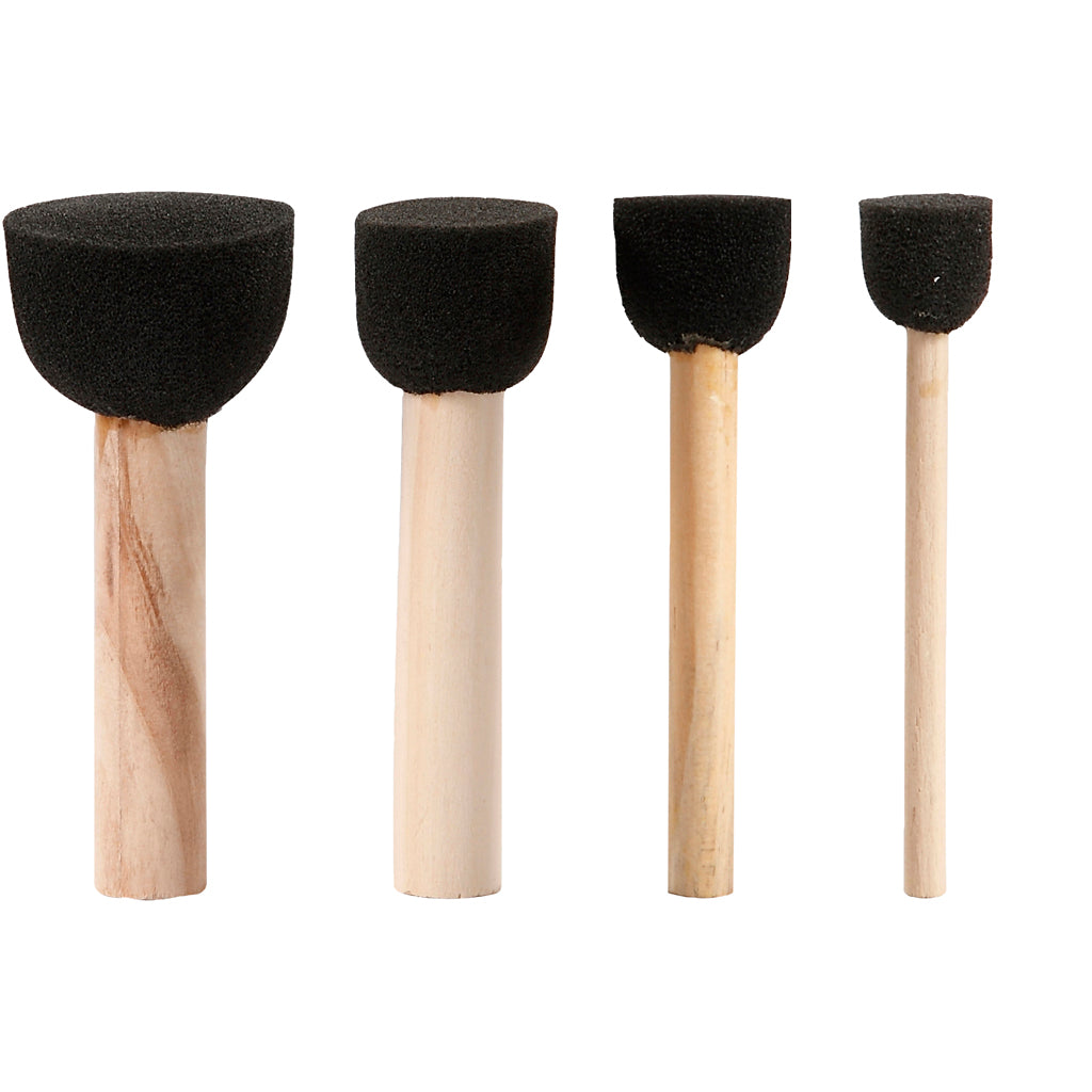 Foam Stencil Brushes, dia. 13+20+25+35 mm, 4 pc