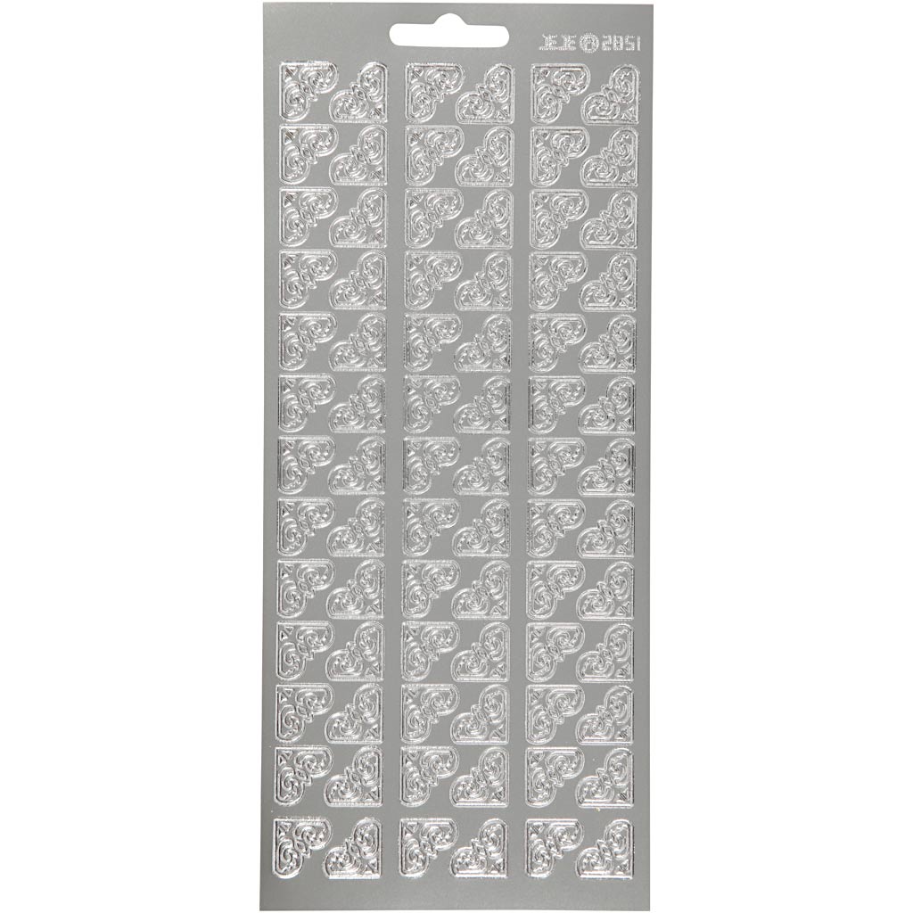 Stickers, corners, sheet 10x23 cm, silver, 1 sheet