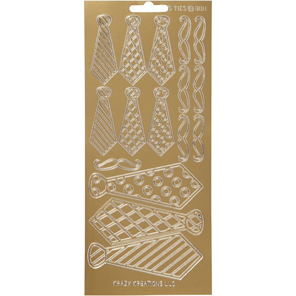 Stickers, ties, sheet 10x23 cm, gold, 1 sheet