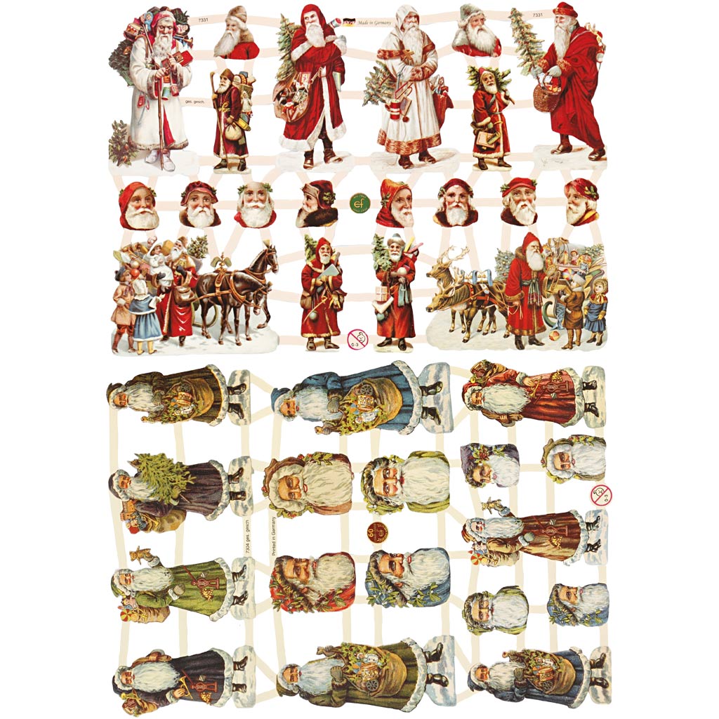 Vintage Die-Cuts, Santa Claus, sheet 16,5x23,5 cm, 2 sheet