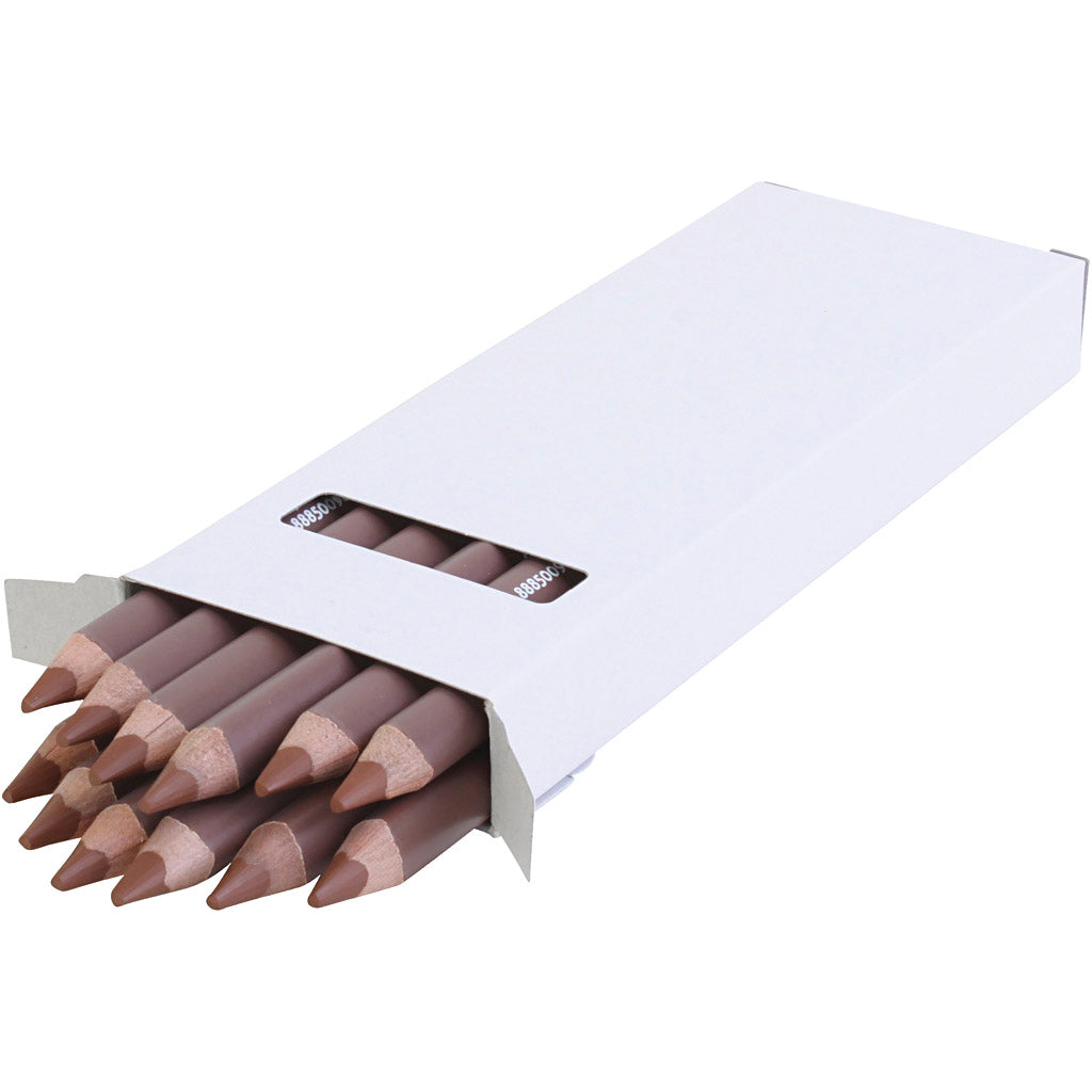 edu Jumbo Coloured Pencils, thickness 10 mm, lead 6,25 mm, light brown, 12 pc