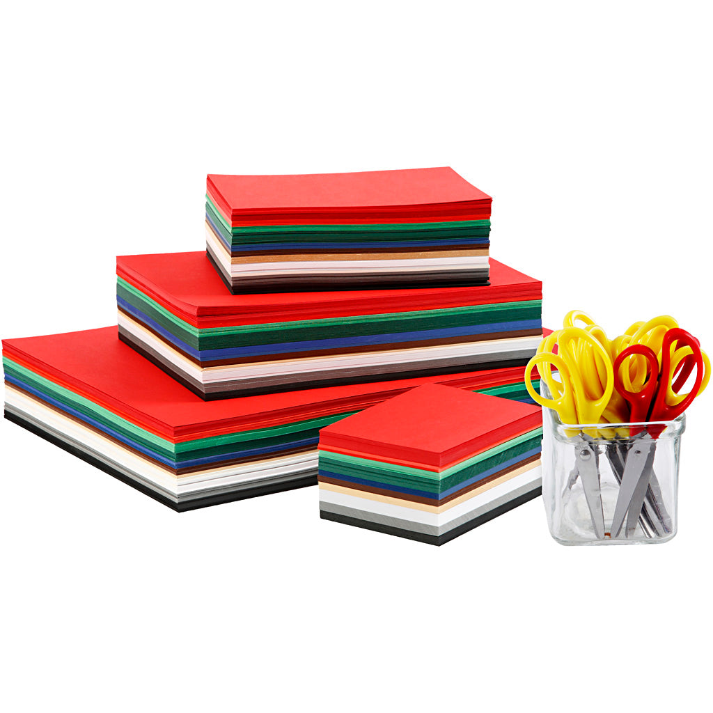 Christmas Card with Scissors, A3,A4,A5,A6, 180 g, assorted colours