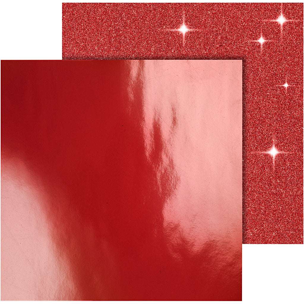 Design Paper, sheet 30,5x30,5 cm, 120+128 g, red, 2 sheet