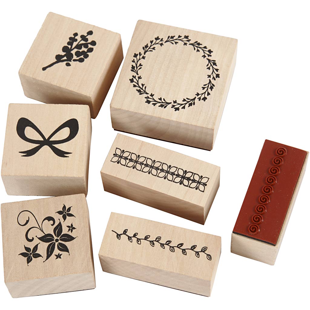 Rubber stamps set, nature, 7 asstd.