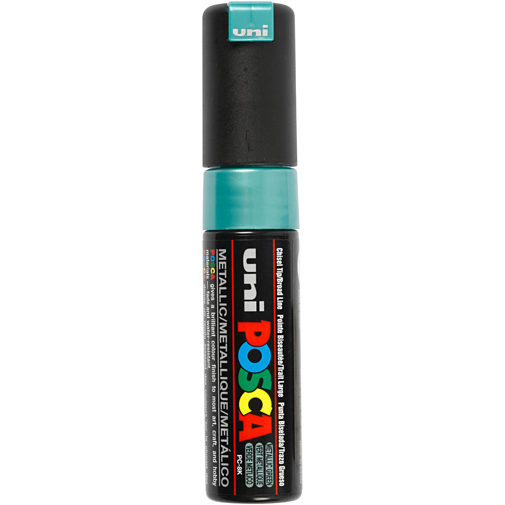 Posca Marker, no. PC-8K, line 8 mm, broad, metallic green