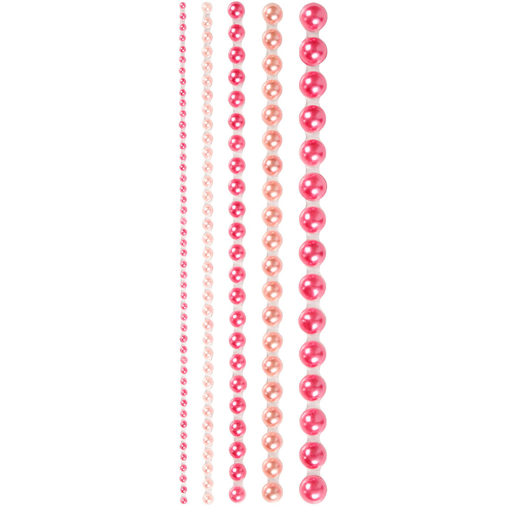 Half Pearls, size 2-8 mm, pink, 140 pc