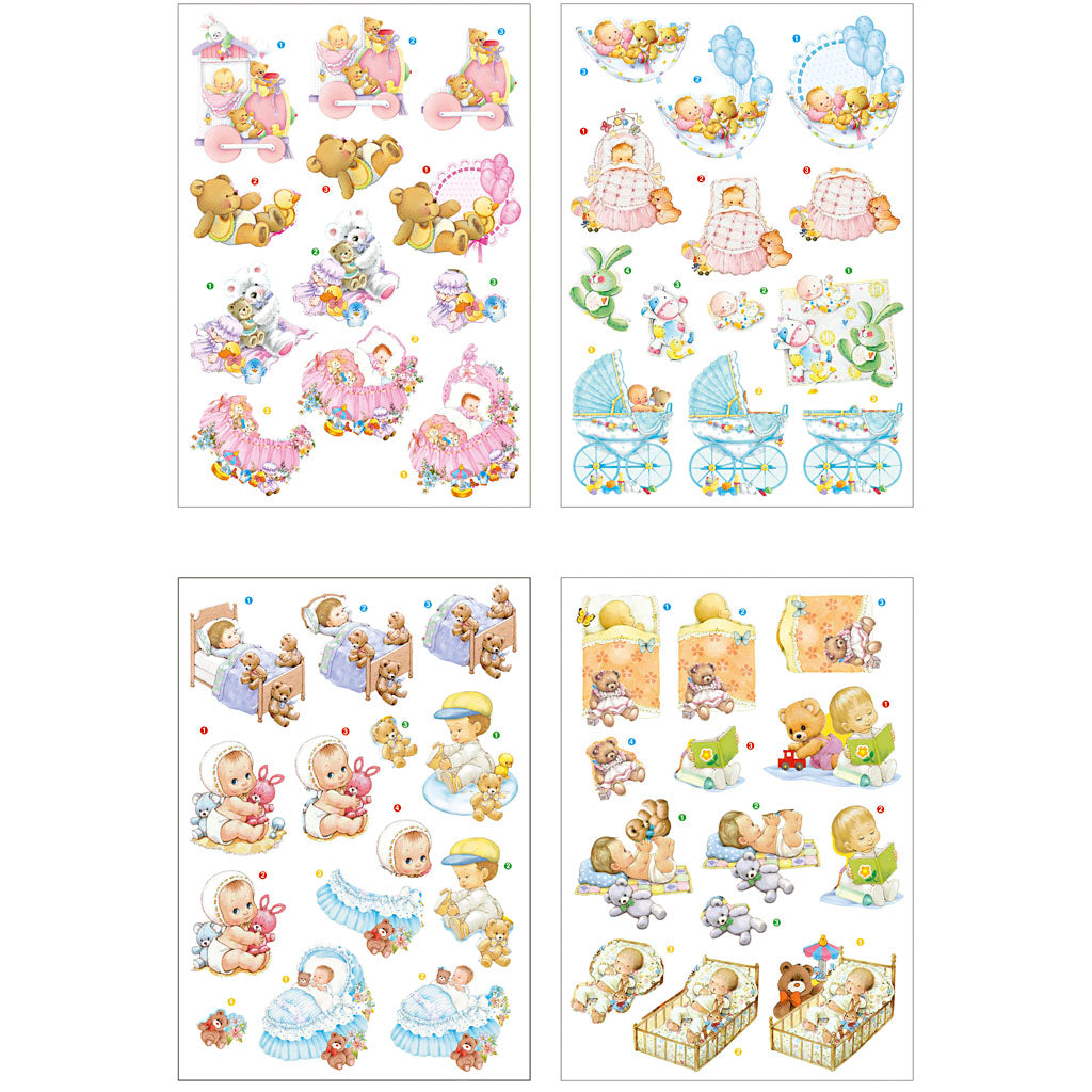3D Decoupage Motifs, baby , sheet 21x30 cm, 4 sheet