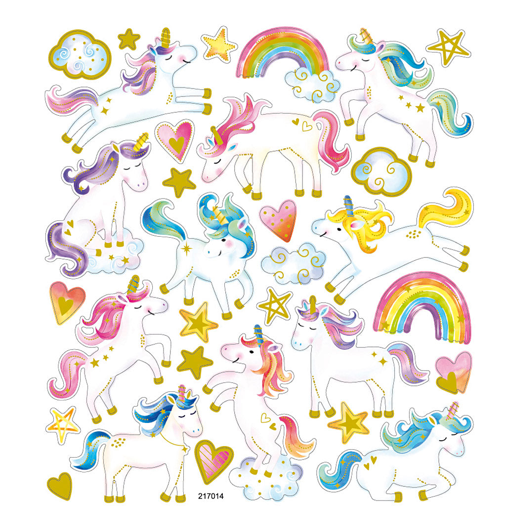 Stickers, unicorn, sheet 15x16,5 cm, 1 sheet