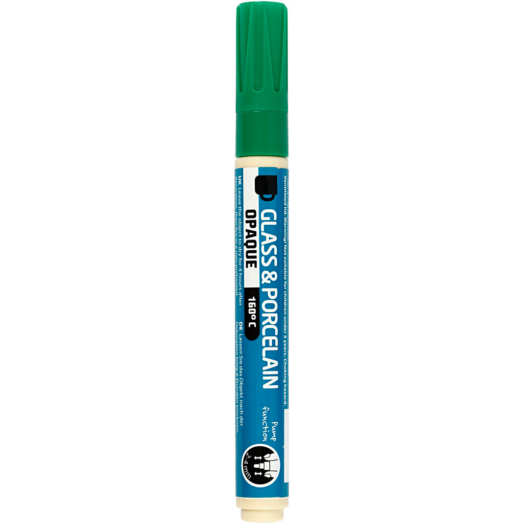 Glass and Porcelain Marker, line 2-4 mm, opaque, green