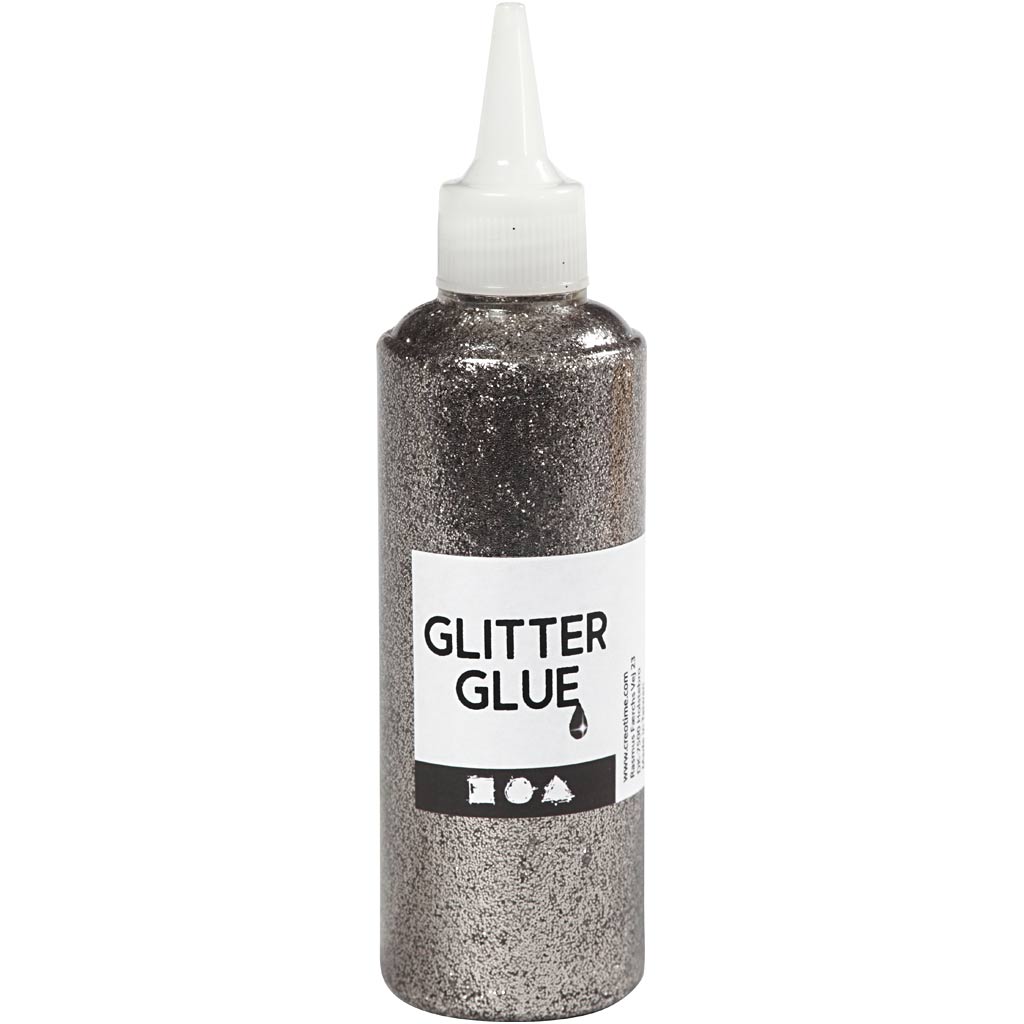 Glitter Glue, silver, 118 ml/ 1 bottle