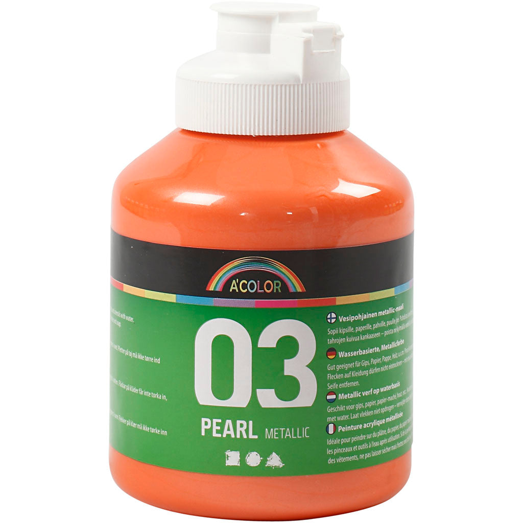 Acrylic Paint Metallic, metallic, orange, 500 ml/ 1 bottle