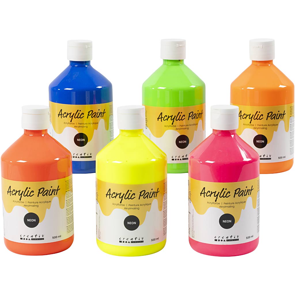 Acrylic Paint Neon, neon colours, 6x500 ml