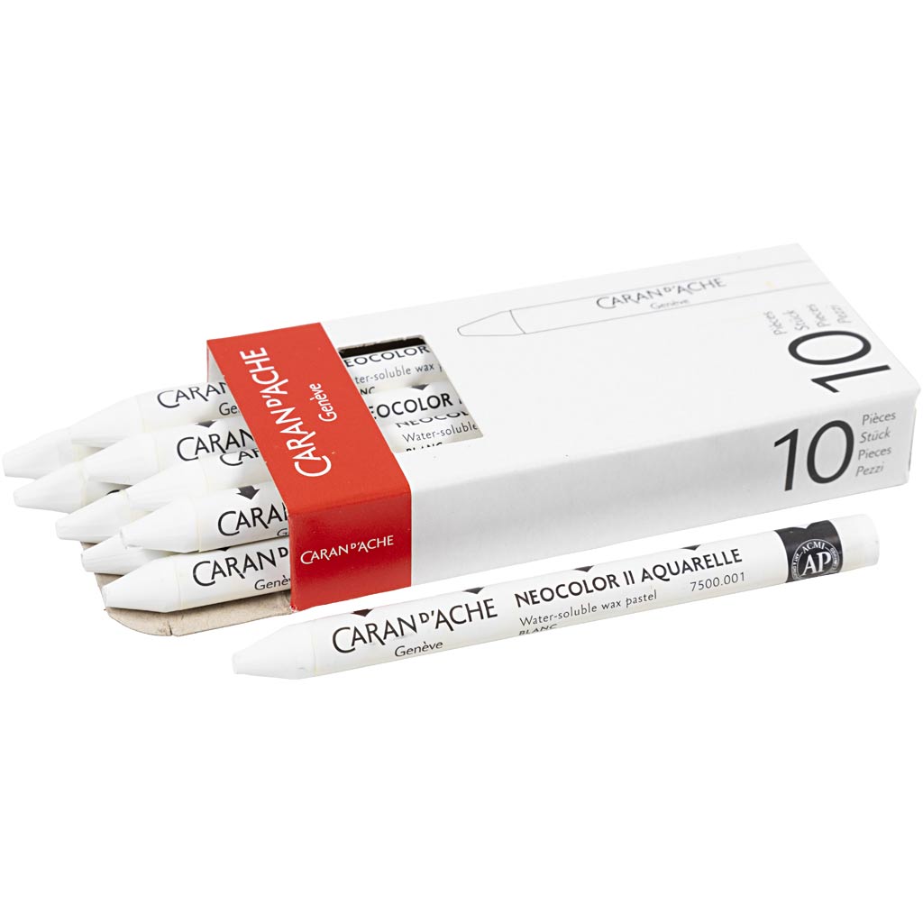CARAN D’ACHE Neocolor II, L: 10 cm, thickness 8,5 mm, white (001), 10 pc