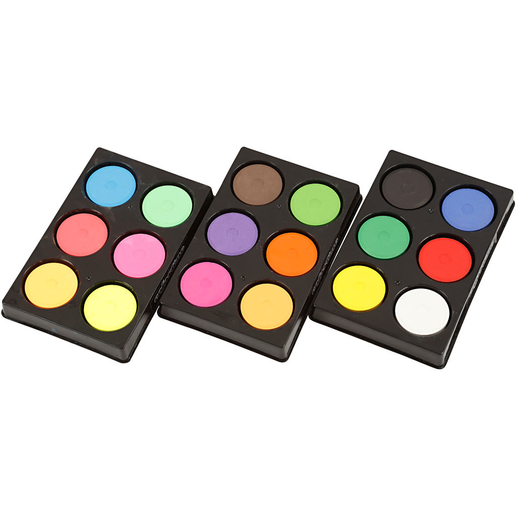 Watercolours, H: 16 mm, dia. 44 mm, neon colours, additional colours, 1 pack