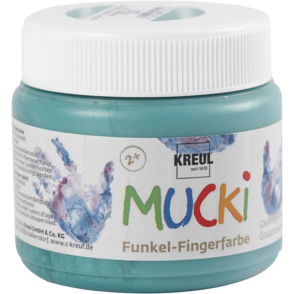 Mucki Finger Paint, metallic green, 150 ml/ 1 tub