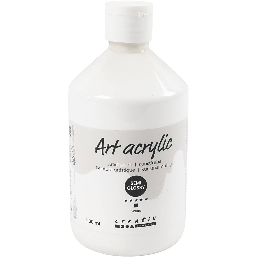 Art Acrylic, semi-glossy, opaque, white, 500 ml/ 1 bottle