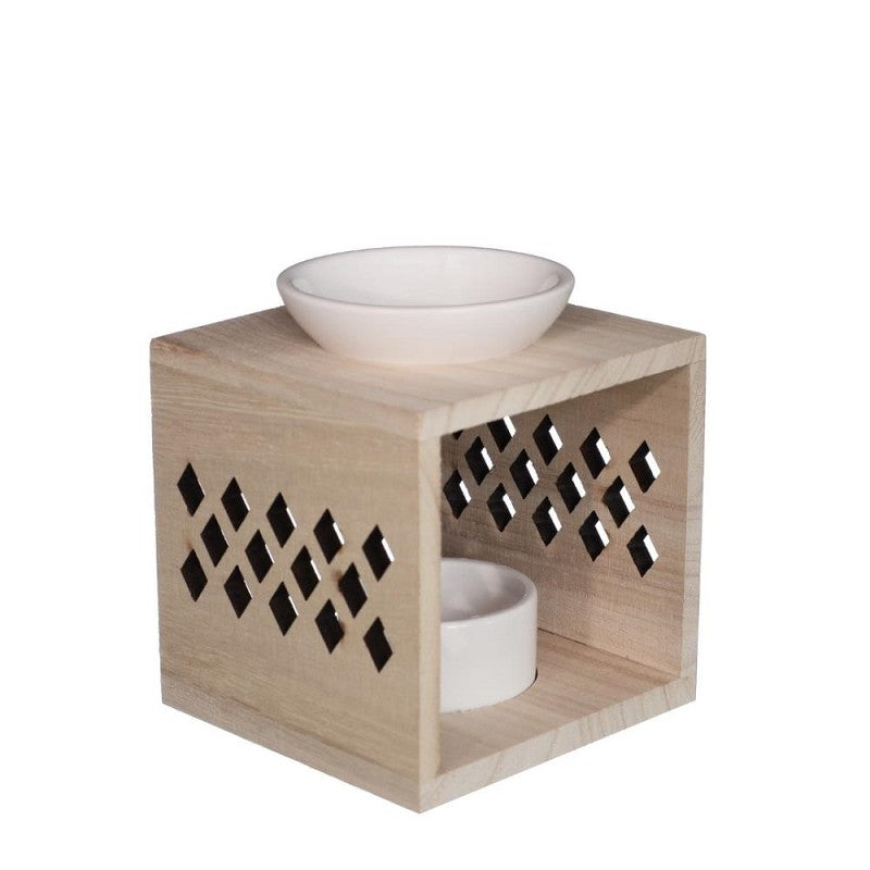 Wooden Aroma cube Holder white motif (1 pcs)