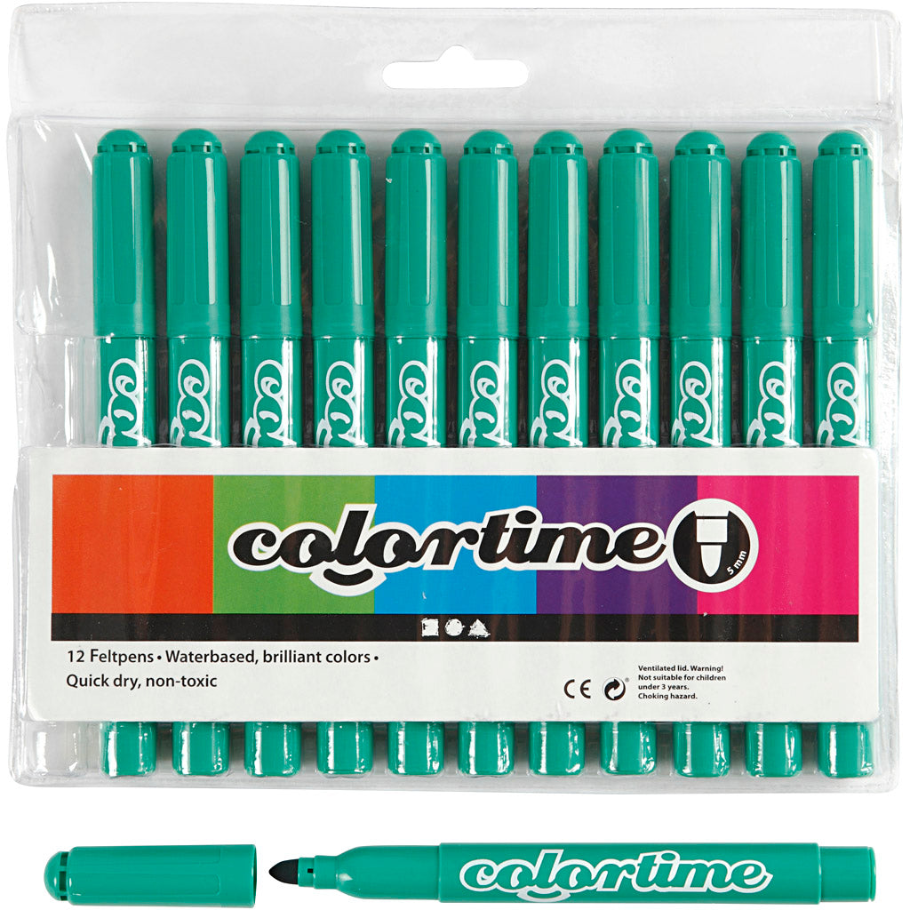 Colortime Markers, line 5 mm, clear green, 12 pc