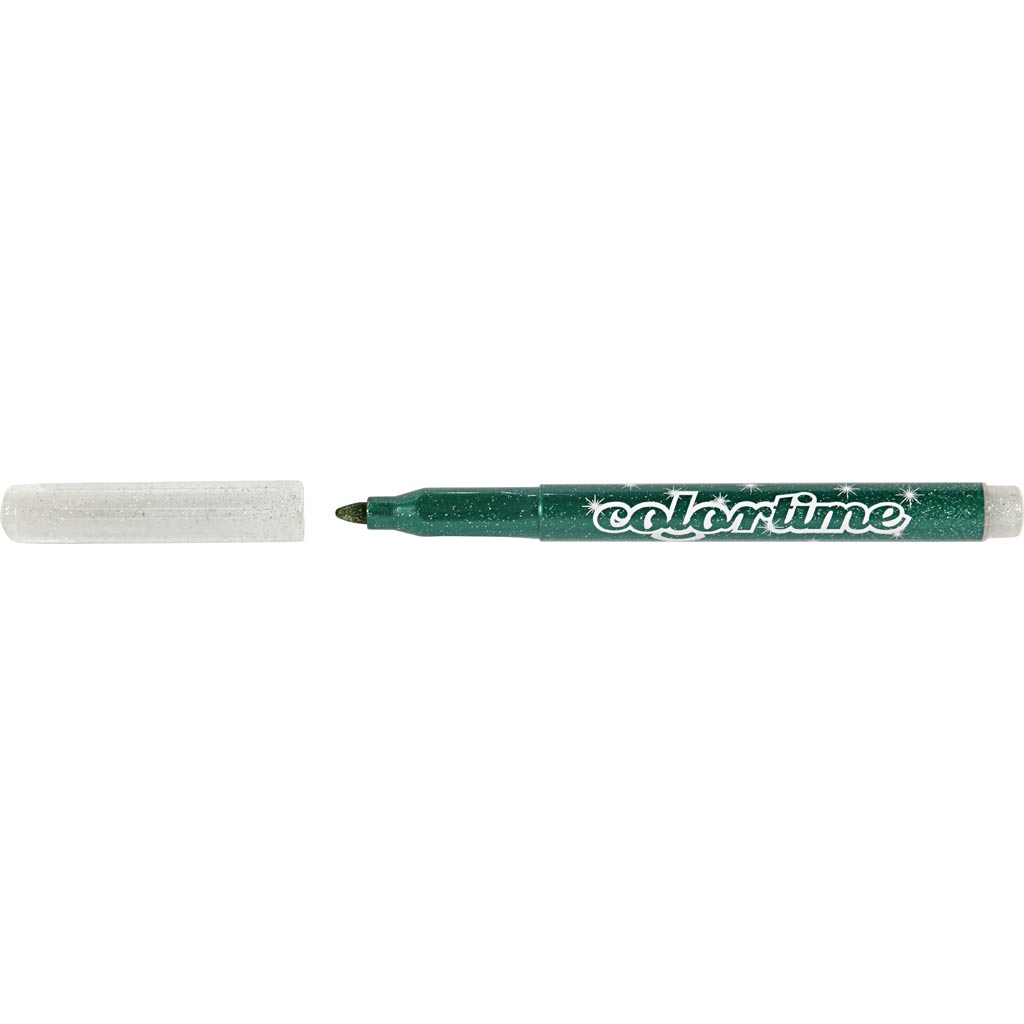 Colortime Glitter Marker, line 2 mm, assorted colours, 6 pc
