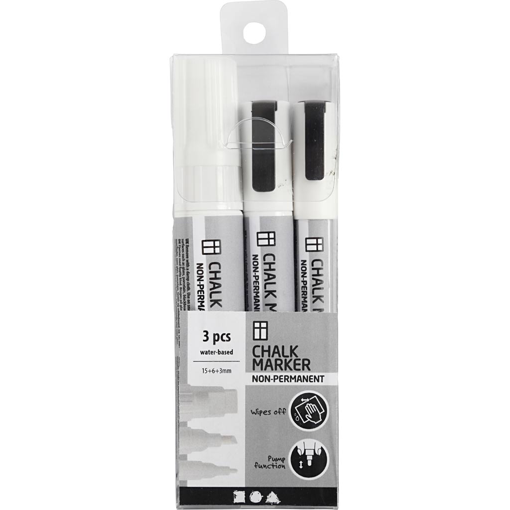 Chalk Markers, line 3+6+15 mm, white