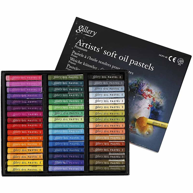 Gallery Oil Pastel Premium, L: 7 cm, thickness 10 mm, assorted colours, 48 pc