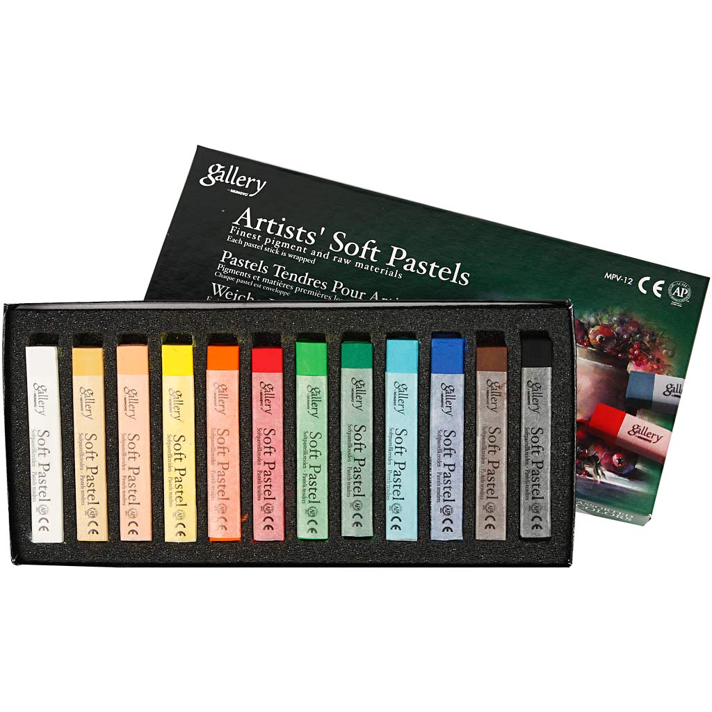 Gallery Soft Pastel Set, L: 6,5 cm, thickness 10 mm, assorted colours, 12 pc
