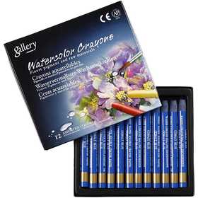 Watercolor Crayons, L: 9,3 cm, thickness 8 mm, cobalt blue (338), 12 pc