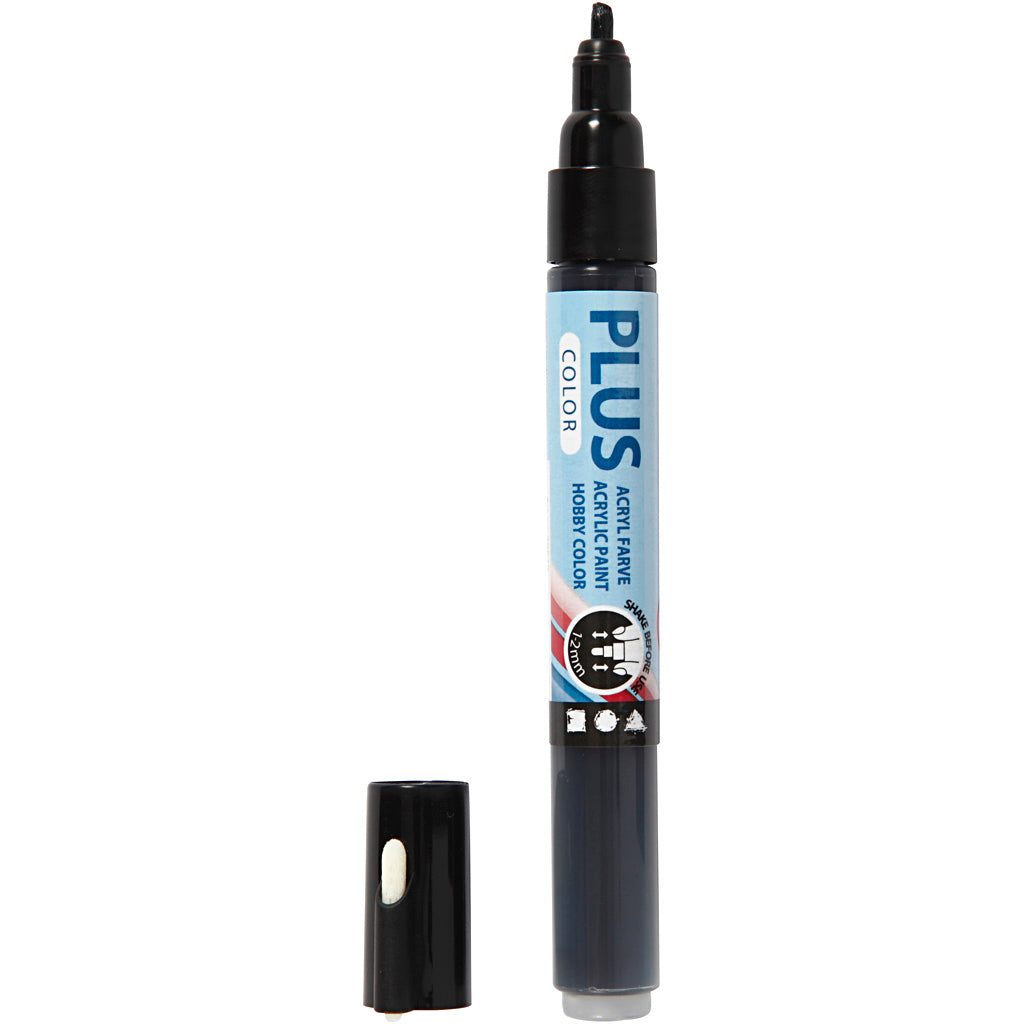 Plus Color Marker, L: 14,5 cm, line 1-2 mm, black, 5,5 ml