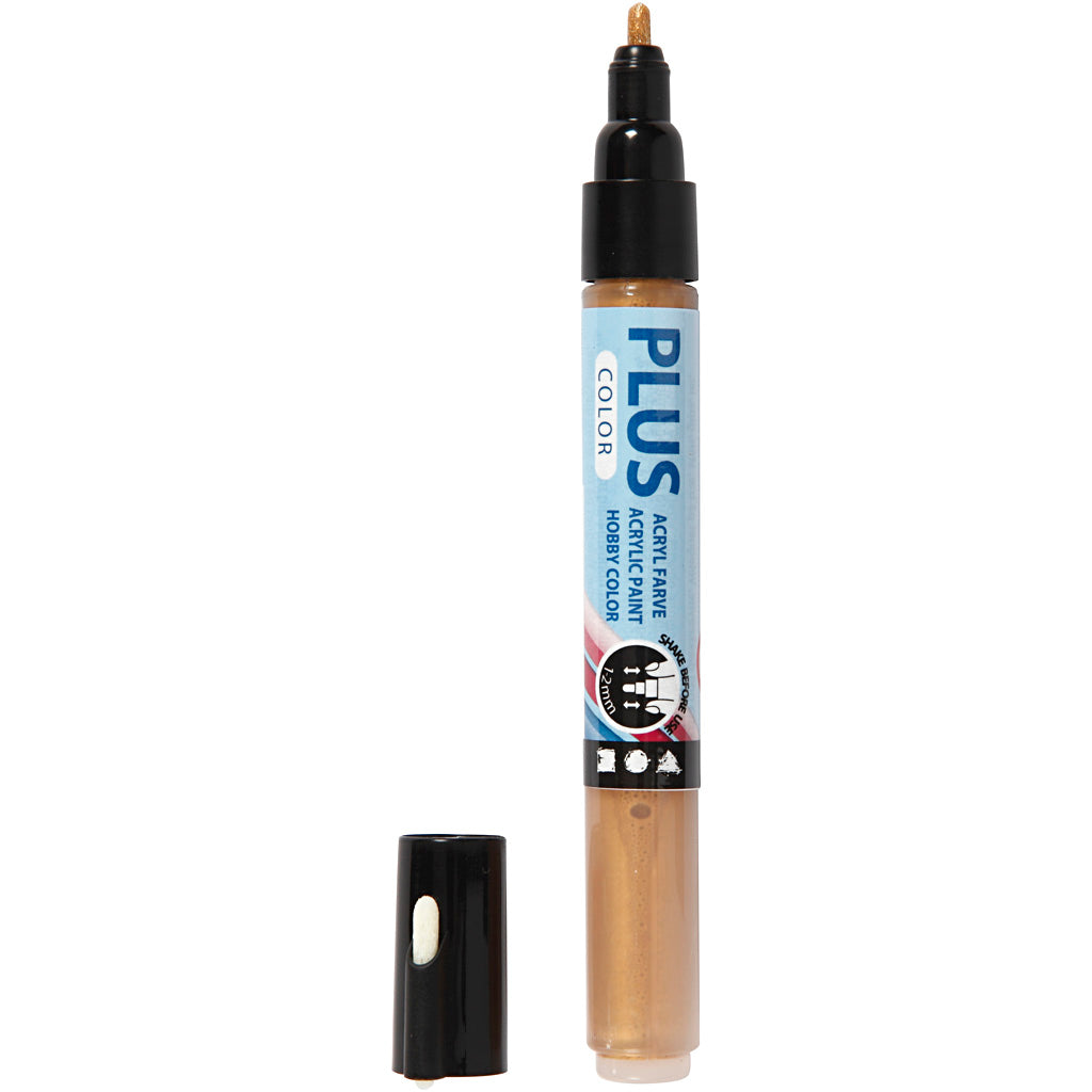 Plus Color Marker, L: 14,5 cm, line 1-2 mm, gold, 5,5 ml
