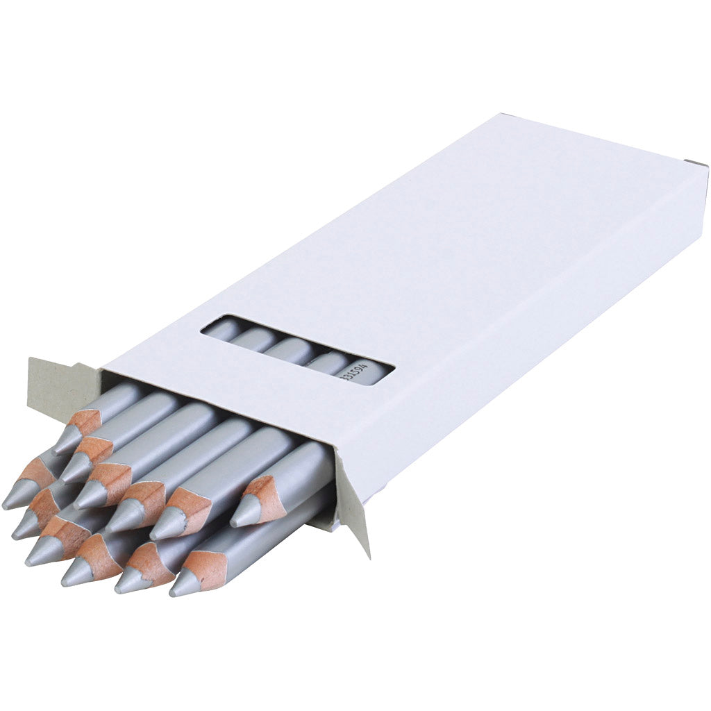 edu Jumbo Coloured Pencils, thickness 10 mm, lead 6,25 mm, silver, 12 pc