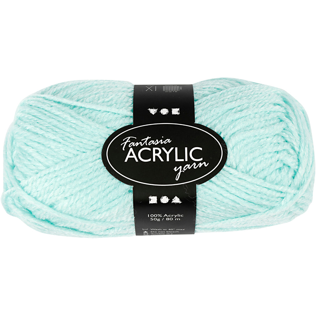 Fantasia Acrylic Yarn, L: 80 m, mint green, 50g/ 1 ball