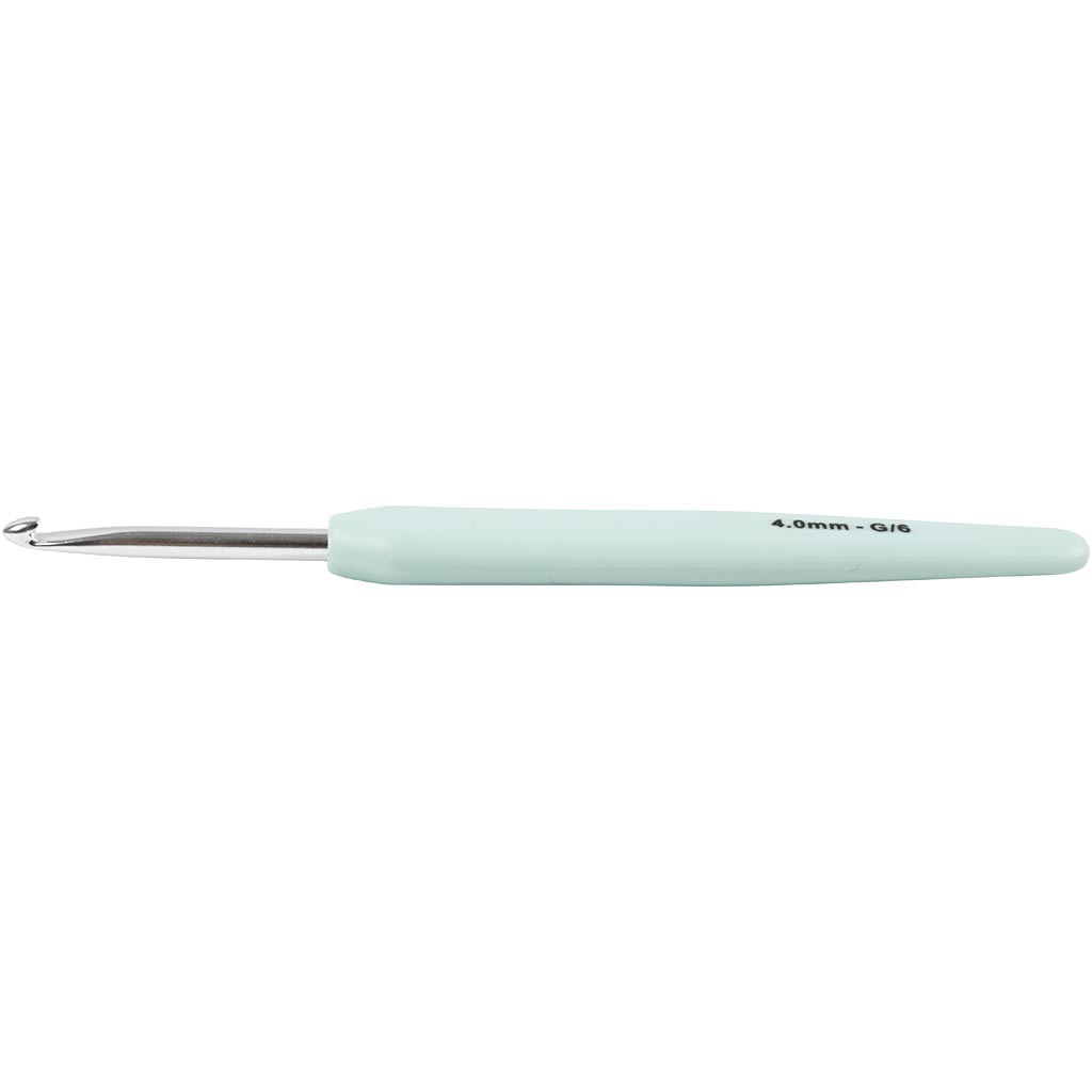 Crochet Hook, no. 4, L: 13,3 cm, size 4 mm, pastel green