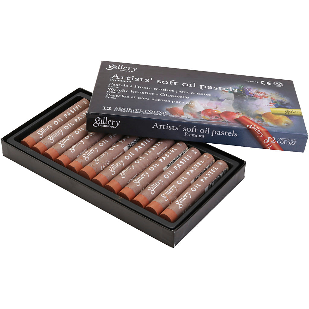 Gallery Oil Pastel, L: 7 cm, dia. 11 mm, thickness 11 mm, burnt orange, 12 pc