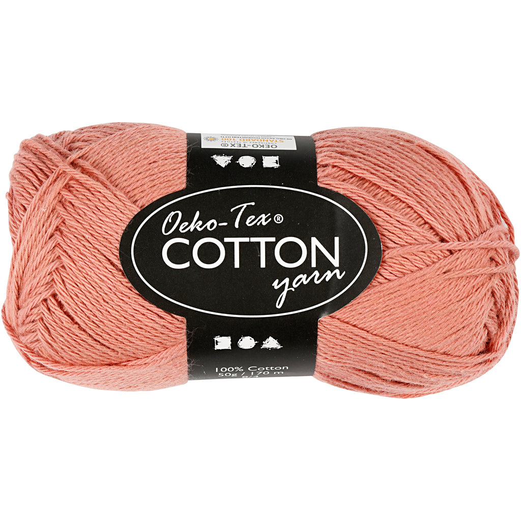 Cotton Yarn, no. 8/4, L: 170 M, needle 3-3,5, antique pink, 50 g/ 1 ball