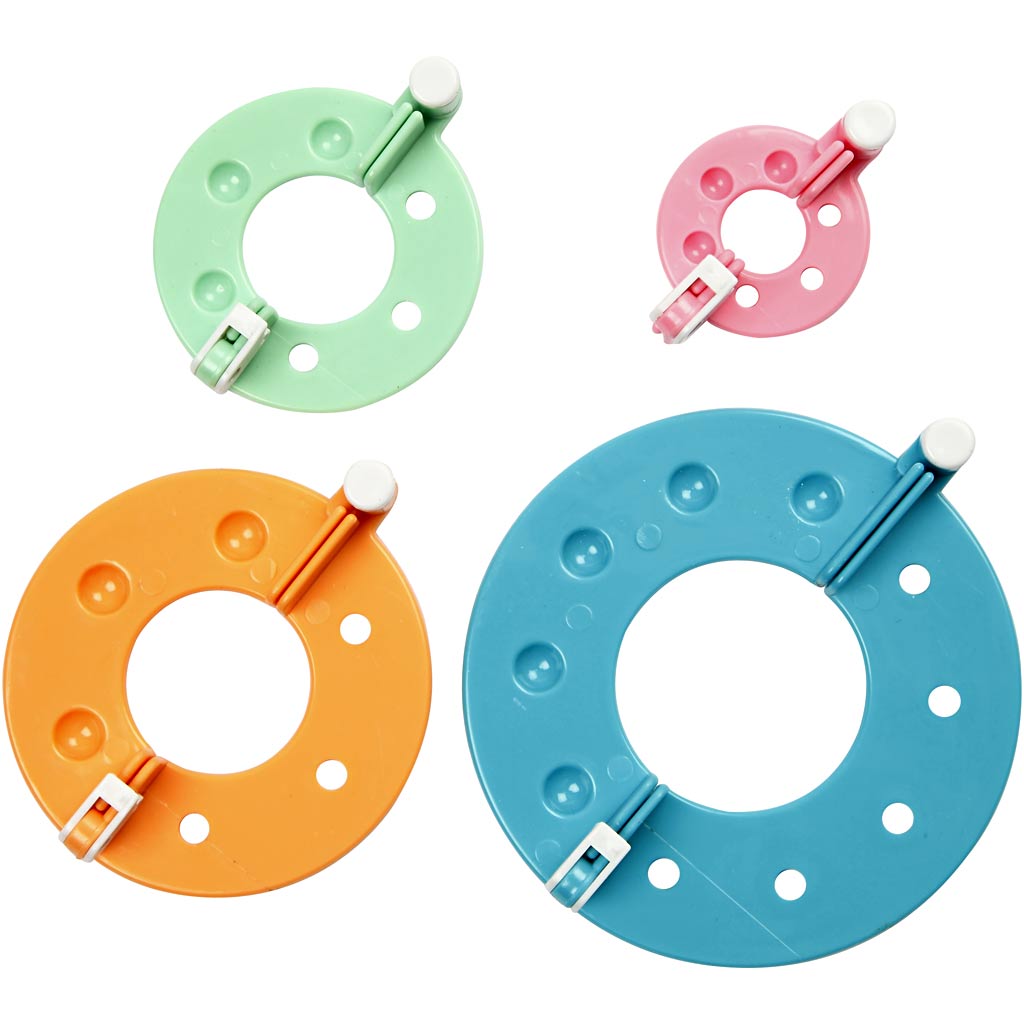 Pom-Pom Makers, dia. 3,5+5,5+7+9 cm, 4 pc/ 1 set