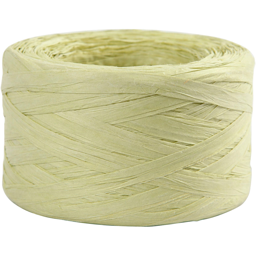 Paper Raffia Yarn, W: 7-8 mm, light green, 100 m/ 1 roll