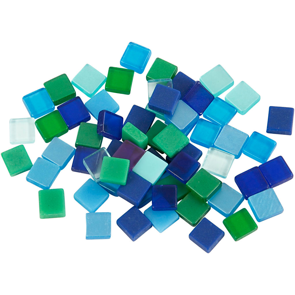 Mini Mosaic, size 5x5 mm, thickness 2 mm, blue/green harmony, 25 g