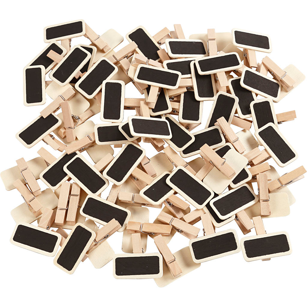 Blackboard with clothes peg, size 4x2 cm, 100 pc