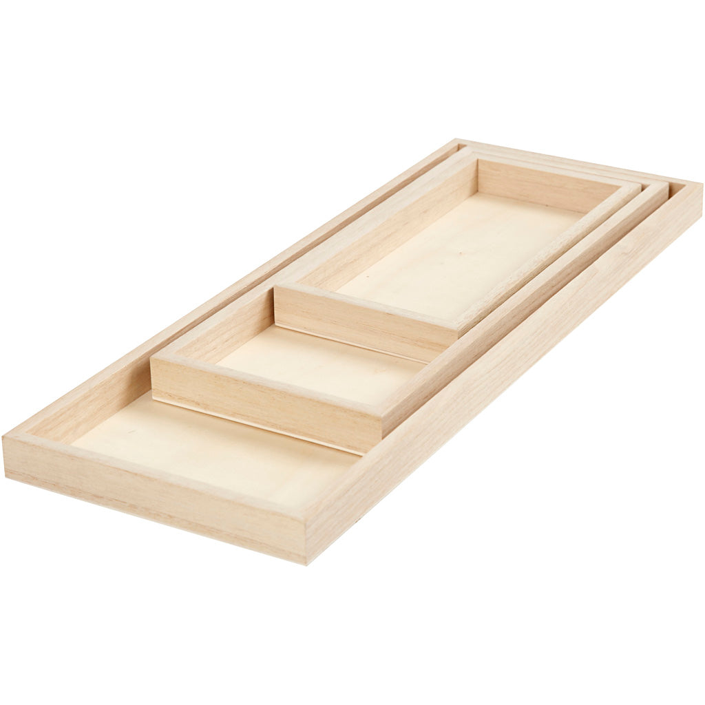 Trays, L: 20+30+40 cm, W: 10+12+15 cm