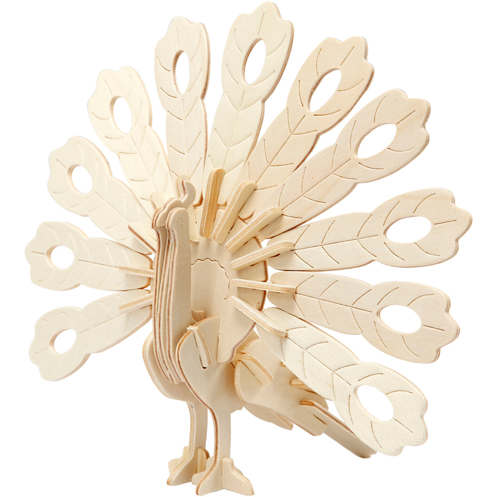 3D Construction figure, peacock, size 10x20,5x17,5 cm