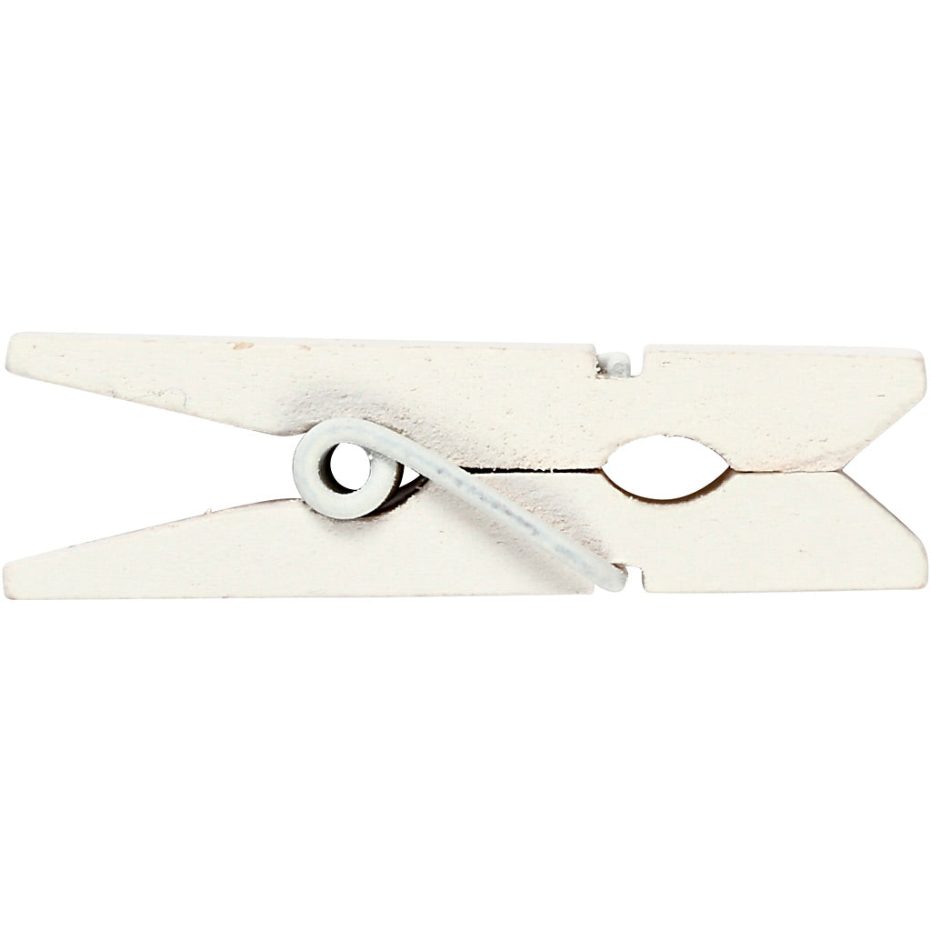 Mini Clothes Peg, size 35x7 mm, thickness 9 mm, white, 20pc