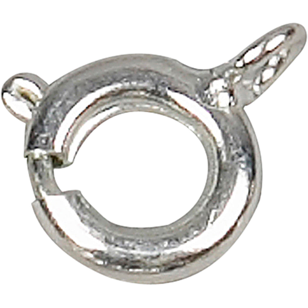Spring Ring Clasps, dia. 7 mm, silver, 100 pc