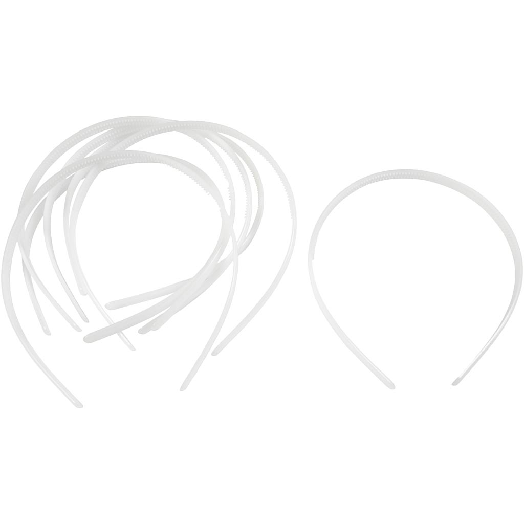 Hair Bands, W: 8 mm, white, 20 pc