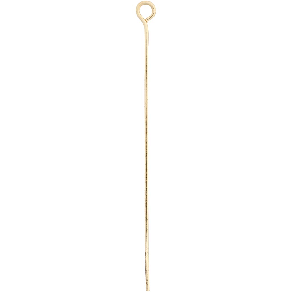 Eye Pins, L: 50 mm, gold-plated, 30 pc