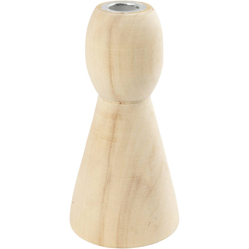 Conical wooden candle holders, H: 9,5 cm