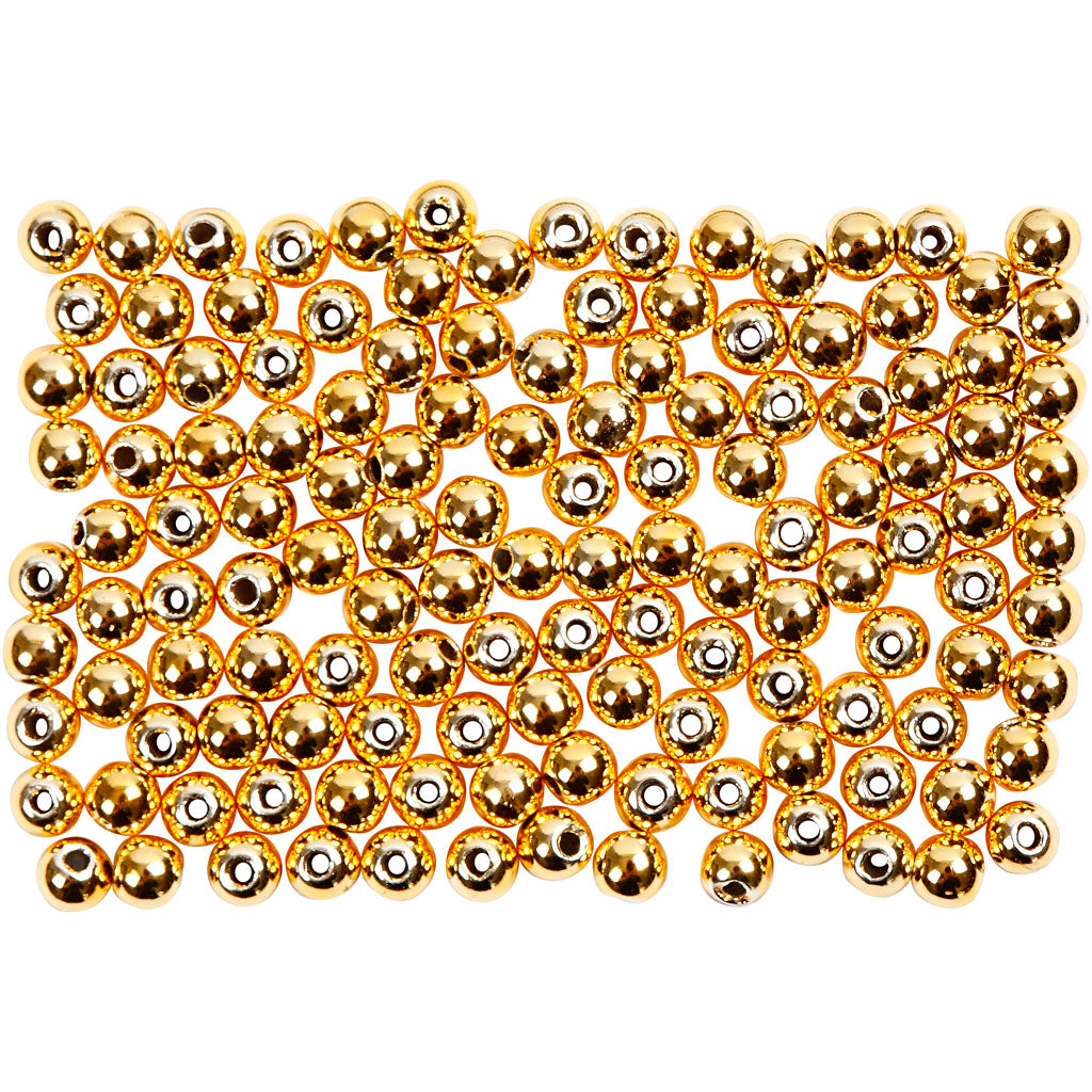 Wax Beads, dia. 2,7 mm, hole size 0,7 mm, gold, 150 pc