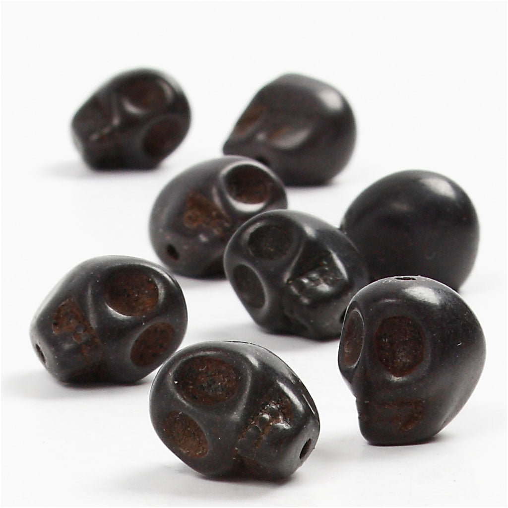 Howlite Beads, dia. 12 mm, hole size 1,5 mm, black, 32 pc