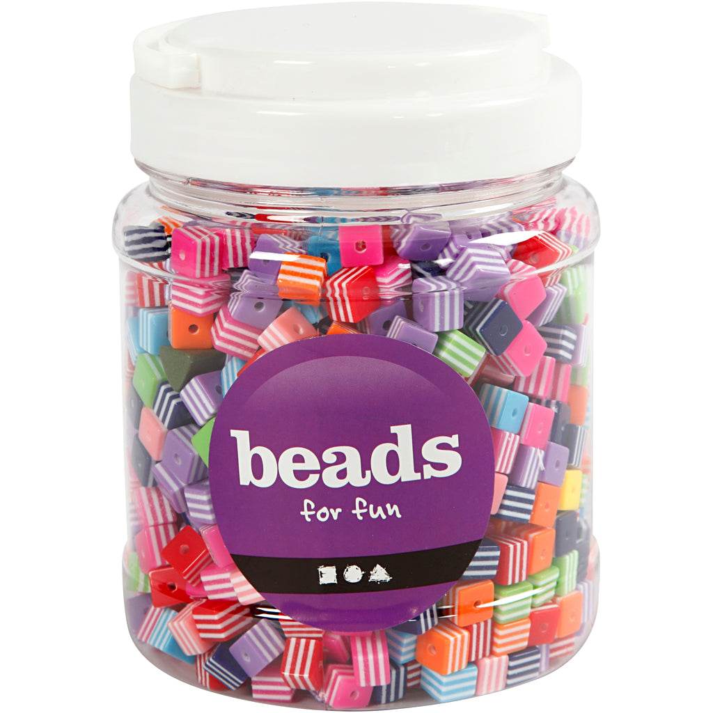 Multi Mix, size 8x8 mm, hole size 2,5 mm, ca. 950 pc, 500 g, 700 ml/ 1 tub