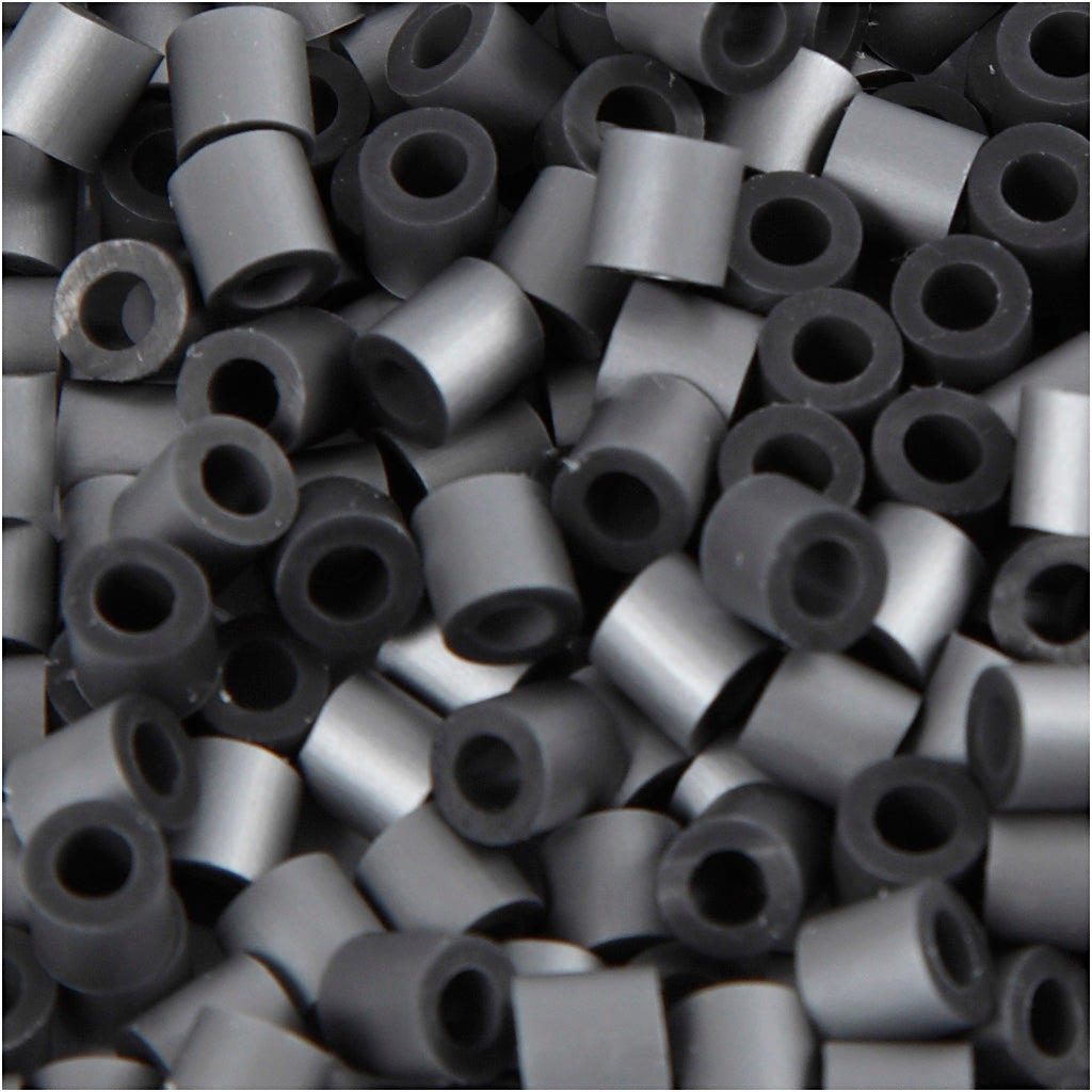 Fuse Beads, size 5x5 mm, hole size 2,5 mm, medium, silver (32262), 6000 pc
