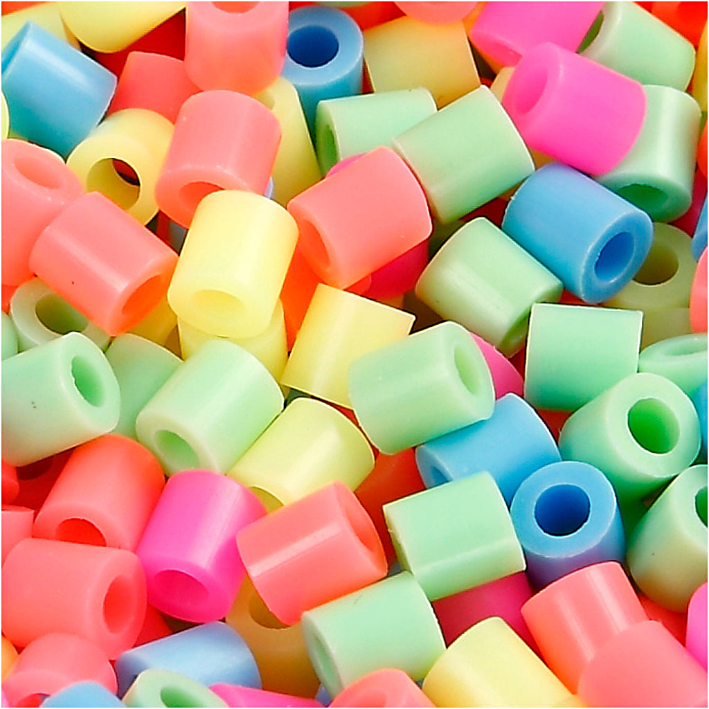 Fuse Beads, size 5x5 mm, hole size 2,5 mm, medium, pastel colours, 30000 asstd.